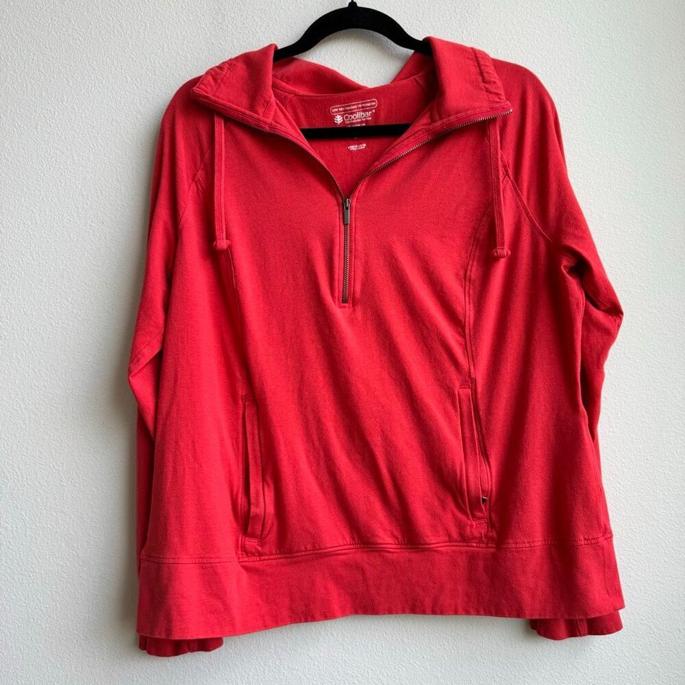 Coolibar Annette Orange 1/2 Zip Activewear Pullover Womens Large UPF 50+ Outdoor